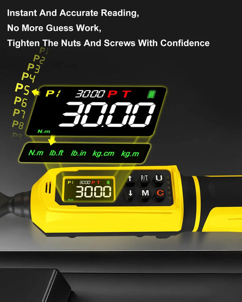 Quarter Inch Digital Torque Wrench With Color Screen And Five Units In Lbs Ft Lbs Nm KgF Cm Kg M For Bike Auto And DIY Projects Two Percent Accuracy