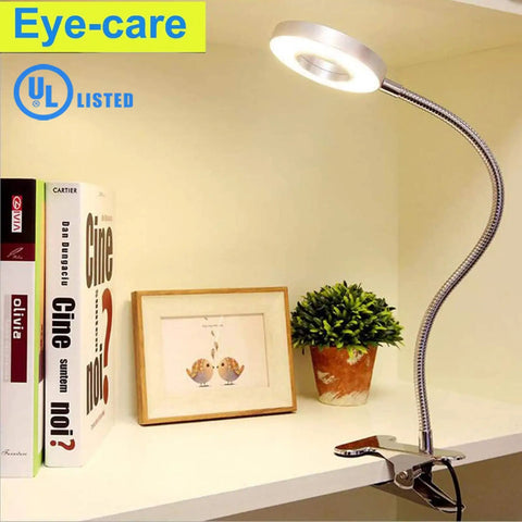 6W LED USB Clip On Reading Lamp for Desk Laptop Bed Headboard and Books Piano Light With Eye Care Dimmable Warm And Cool Light