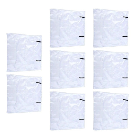 8 Pack Fire Blankets 1m x 1m Fiberglass for home kitchen and camping emergency fire blankets with storage bags visible.