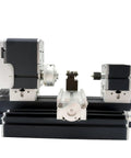 EssSthmy 60W Mini Metal Lathe 12000 RPM Desktop Woodworking Tool showing precision components for soft metals crafting workshops.