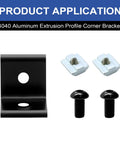12 Pack 4040 Corner Bracket Connector For 40x40 Aluminum Extrusion Profiles, 90 Degree Black Angle Brackets With 24 T Nuts And Screws Plus Wrench For Easy DIY Frame Build