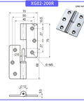 Heavy Duty Detachable Zinc Alloy Hinge For Automation Equipment Components One Piece Durable Industrial Hardware For Machinery Doors And Panels Easy Install Model XG02-200R, 70x75 mm diagram