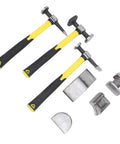 7 Piece Auto Body Repair Kit With Carbon Steel Hammer And Dolly Set, Heavy Duty Dent Tools displayed on white background