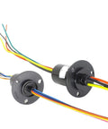 Pro Grade High Power Slip Ring Kit For Rotary Unions 12.5mm 22mm 30mm OD With 5A 10A 30A High Current Options 2 3 4 6 8 12 Channel Electrical Slipring System For Robotics Cameras And Industrial Gear, black flange mount units with wires