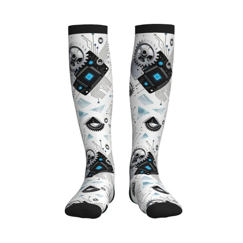 Top Tier Gear Chip Industrial Socks With 15-20mmHg Graduated Compression For Calf Support, artistic design and knee-high style.