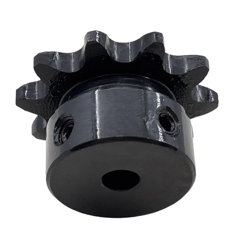 ANSI 35 Roller Chain Sprocket Type B with 6mm bore and 10 teeth, hardened ANSI 1045 steel antirust gear, no keyway with setscrews