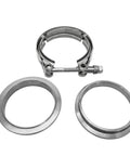 2X 3 Inch Stainless Steel V Band Clamp With 2 Pcs Male And Female Flanges 304 Stainless Steel Exhaust Clamp For High Temperature Corrosion Resistance And Vibration Durability For Automotive And Industrial Exhaust Systems