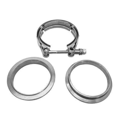 2X 3 Inch Stainless Steel V Band Clamp With 2 Pcs Male And Female Flanges 304 Stainless Steel Exhaust Clamp For High Temperature Corrosion Resistance And Vibration Durability For Automotive And Industrial Exhaust Systems