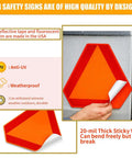 Badass Slick Adhesive Orange Smv Triangle Sign With Diamond Grade Reflective Dot Compliant High Visibility Safety Emblem For Golf Cart Utk Tractor Utility Rider Smooth, showcasing sticky vinyl and reflective material.