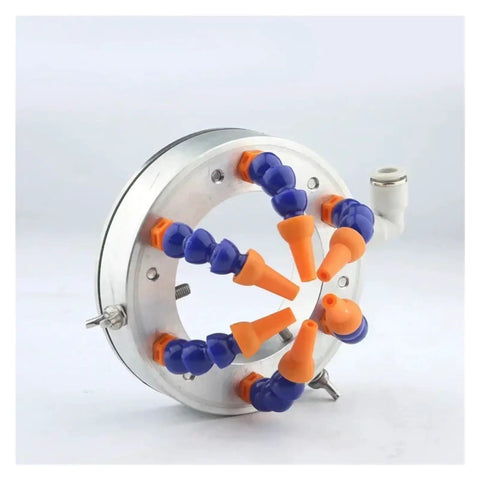 Heavy Duty Spindle Cooling Ring For CNC Machines With Hella Efficient 360 Degree Coolant Spray System Crushes Heat While Keeping Your Work Rig Spotless And Cool At 105 Mm Diameter angled view with coolant nozzles.