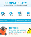 Compatibility chart for five pack fine dust filter bags for 6 to 9 gallon shop vacuums replacement bags for 17584 and 17590 series CMXZVBE39970