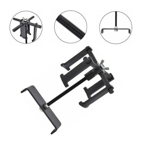 Heavy Duty Automatic Transmission Clutch Spring Compressor Tool Kit with close-up details of components for snap ring removal