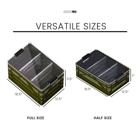 Heavy Duty Stackable Storage Crate Set With Removable Clear Lids And Adjustable Divider Panels For Total Game Changer Home Garage Setup Green Plastic Organizer Bins