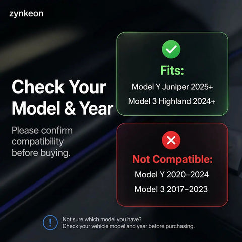 Compatibility chart for Tesla Magnetic Phone Mount For Model 3 Highland 2024 And Model Y Juniper 2025 Refresh