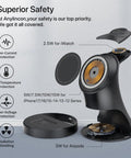 3-In-1 Wireless Charging Station For iPhone 17 16 15 14 13 12 Pro Max Plus Mini, AirPods 2 3 4 Pro, And Watch Ultra 11 10 9 8 7 SE MagSafe Charger Dock with safety features diagram