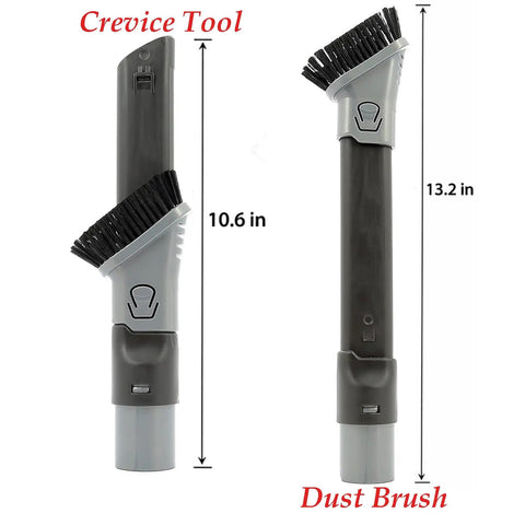 2 In 1 Duster Crevice Tool For Shark Vacuums, Fits NV And HV Series Uprights And Crossover Models side view showing brush and crevice tool