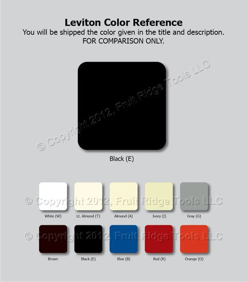 Color reference chart showing black and other colors for Decora Rocker 3 Way Quiet Switch For 15 Amp 120 To 277 VAC Residential Grade