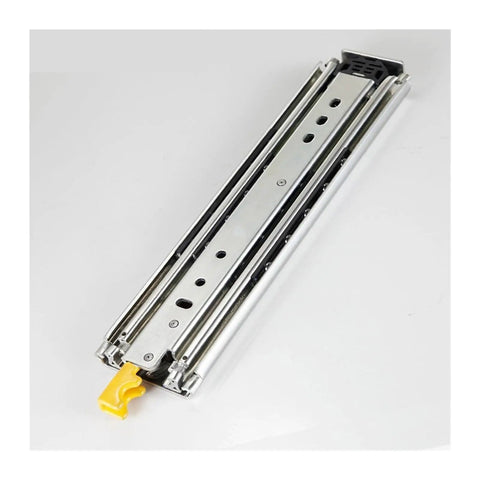 Heavy Duty 12 Inch Drawer Slides With Lock Full Extension Ball Bearing Runners showing steel construction and locking mechanism.