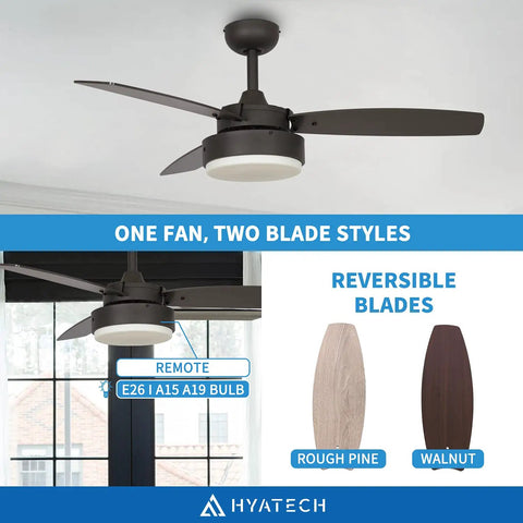 42 Inch Modern Indoor Ceiling Fan With Dimmable Light Kit And Remote Control, Reversible Blades, ETL Listed For Living Room
