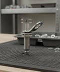 Deck Mount Guard Hanger With Quick Release Pin for Marine Gear and Rope Chafe Protection, polished stainless steel on deck