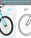 Two Pack Cruiser Bike Tire Kit With Tubes And Levers 24x2.125 Inch visible on a blue bike, tire size specifications shown