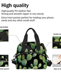 Green Desert Cacti Insulated Lunch Bag For Work And Travel with strong handles, double zipper, and extra front pocket detail.