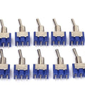 Pack of 10 AC125V 6A SPDT On On Toggle Switch with 3 Terminals, 6mm Thread Latching 2 Position for DIY Electronics and Power Switching Projects