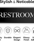Hella Tough Self Adhesive Acrylic Sign Rock Solid Black And White Warning Label For Office Or Business Door 3X9 Inch Restroom sign with glossy finish.