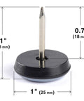Slick Heavy Duty Nail On Chair Glides And Furniture Floor Protectors One Inch Thick Pack Of Twenty Four showing 1-inch black chair slider