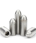 Heavy Duty M12x60mm Spring Ball Plunger Featuring A Hex Socket For Tight Precision Positioning And Rock Solid Machine Mounting In Premium 304 Stainless Steel Built Tough For Daily Workbench Grunt Work, showing several stainless steel plungers.