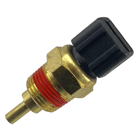 Coolant temperature sensor for automotive with brass body, red thread seal, and black rectangular connector