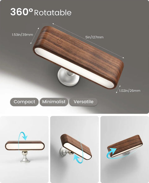 Legit Rechargeable Solid Wood Wall Sconces, Set Of Two Magnetic Bedside Reading Lights, Zero Wire Hassle, Built Tough LED Fixtures With A Totally Sweet Glow For Any Room, compact 360° rotatable design.
