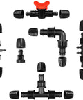 1/2 Inch Drip Irrigation Fittings Kit, 20 Piece DIY Set For Barbed Tees End Caps Valves Elbows Reducing Tees And Connectors
