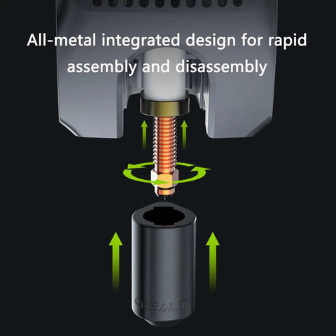 All-metal design of 0.4mm Unicorn Nozzle Kit for K2 Plus Hi Combo and K2 Pro 3D printers showing assembly process.