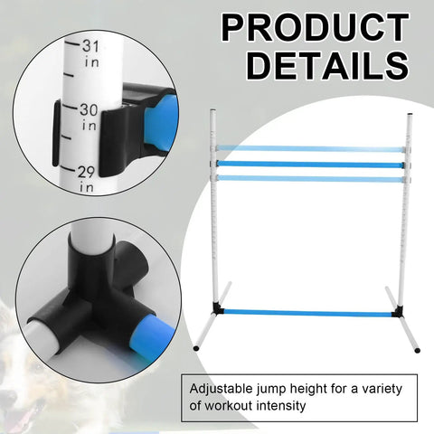 6 Piece Dog Agility Training Set With Adjustable Jumps And Hurdles Durable Plastic Equipment featuring height-adjustable poles