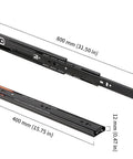Two-Piece Quiet Drawer Slides for 12 to 20 Inch Cabinets, 45mm Track Width, Green Bronze Three-Section Rail System
