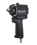 Legit 1/2 Inch Pneumatic Impact Wrench Short Body Mini Air Gun Trigger Style Compact Rig Built For Assembly Line Duties, side view.