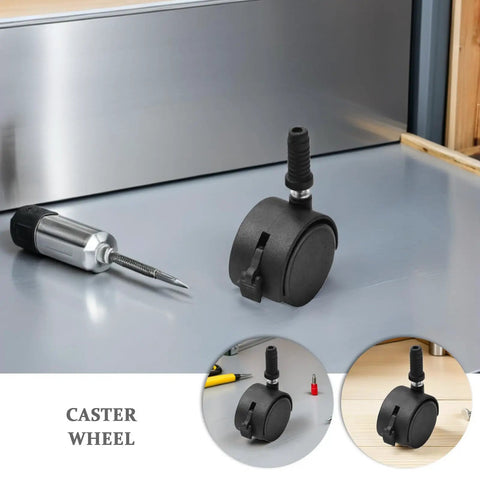 4pcs Inch Swivel Caster Wheels Brake for Furniture displayed with a screwdriver, featuring a black wheel and brake feature.