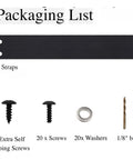 Beefed-Up Rugged Nylon Strap Kit For 500 590 Shockwave Series Six Pack packaging list with screws, washers, and drill bit.