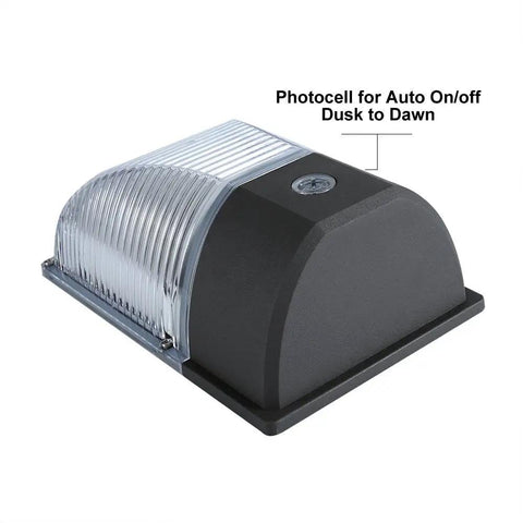 Two Pack 26W LED Wall Pack Light Outdoor Dusk To Dawn Photocell Auto On Off 3000 Lumens Exterior Street And Area Lighting For Garage Garden And Yard