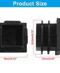 12 Pack 3/4 Inch Square Plastic Plugs End Caps For Square Tubes And Furniture Legs Black Ribbed Design Product Size Dimensions