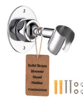 Adjustable Solid Brass Shower Head Holder Wall Mount That Is Built To Last, Rustproof, Heavy Duty Bracket For Any Shower, Dope Bathroom Upgrade, No Plastic, Durable And Corrosion Resistant, chrome finish