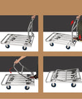 Foldable Hand Truck Cart For Heavy Duty Moving With Hollow Flatbed Platform Designed For Easy Transport Of Luggage Boxes And Grocery Runs Ideal For Home Office Warehouse Use, stainless steel foldable cart
