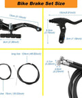 V Type Bike Brake Set 6PCS For Road And MTB Bicycles With Front And Rear Inner And Outer Cables Aluminum Alloy Levers size details