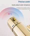 UBNMIUBV Shower Head -Pe Rain Shower System Thermosshower Combo Set Wall Mounted gold faucet with precise temperature control.