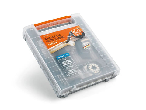 Fein Best of E-Cut Starlock Wood & Metal saw blade set, 6-piece kit in clear plastic storage case