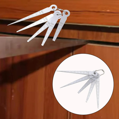 5 Piece Pro Grade Steel Feeler Gauges Set With 0.1mm Resolution For Tight Space Measurement Up To 10mm In Welding And Mechanical Inspection, Tapered Design For Easy Insertion And Rugged Performance displayed on a wooden surface