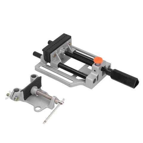 Beefy Clamp Press Vise For Drill Bench With Flat Push Clamping Stainless Steel 100mm Jaw Hand Operated Holding Tool For Precise Drilling Workbench Repair And Parts Securing, top view