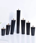Heavy Duty Rubber Wood Furniture Legs 4 Pack, Sleek Black Tapered Cabinet Feet, various heights with M6 screws.