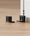 Sliding Barn Door Floor Guide With Adjustable Rollers, Double-Sided Bearing Design, Floor Mounted Black Finish